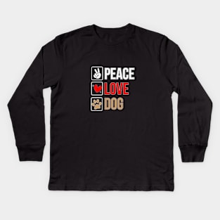 Peace Love Dog Kids Long Sleeve T-Shirt